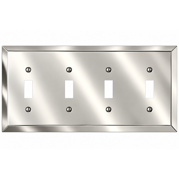 Century Polished Nickel Steel - 4 Toggle Wallplate