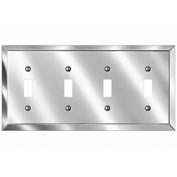 Century Polished Chrome Steel - 4 Toggle Wallplate
