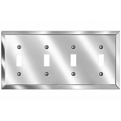 Century Polished Chrome Steel - 4 Toggle Wallplate