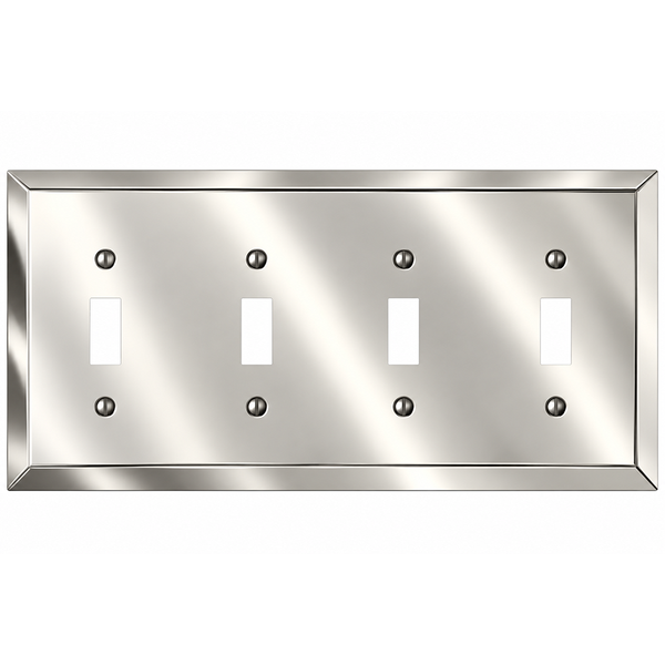 Century Polished Nickel Steel - 4 Toggle Wallplate