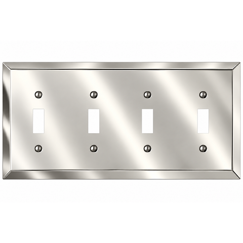Century Polished Nickel Steel - 4 Toggle Wallplate