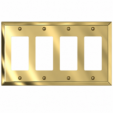 Century Polished Brass Steel - 4 Rocker Wallplate