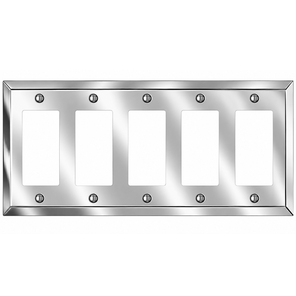 Century Polished Chrome Steel - 5 Rocker Wallplate