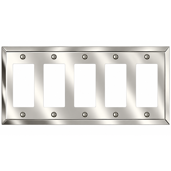 Century Polished Nickel Steel - 5 Rocker  Wallplate