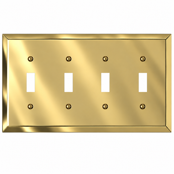 Century Polished Brass Steel - 4 Toggle Wallplate