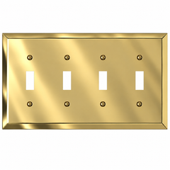 Century Polished Brass Steel - 4 Toggle Wallplate