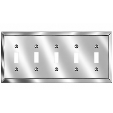 Century Polished Chrome Steel - 5 Toggle Wallplate