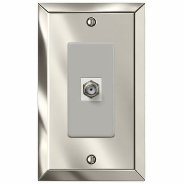 Century Polished Nickel Steel - 1 Cable Jack Wallplate
