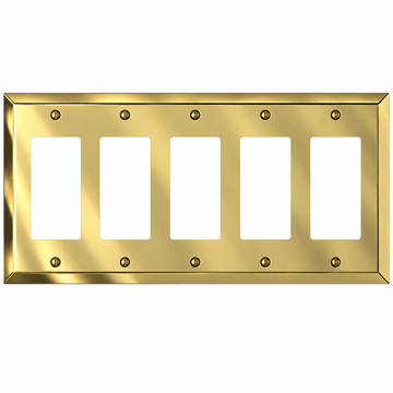 Century Polished Brass Steel - 5 Rocker Wallplate