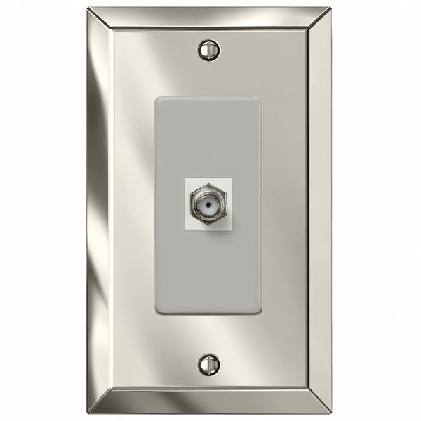 Century Polished Nickel Steel - 1 Cable Jack Wallplate