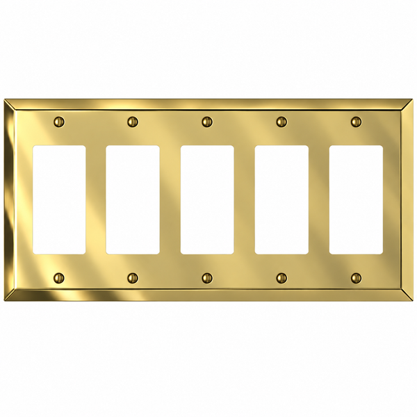 Century Polished Brass Steel - 5 Rocker Wallplate