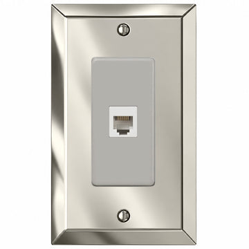 Century Polished Nickel Steel - 1 Phone Jack Wallplate