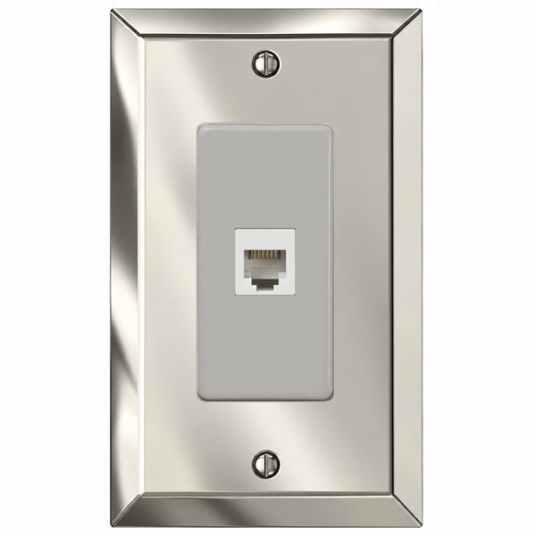 Century Polished Nickel Steel - 1 Phone Jack Wallplate