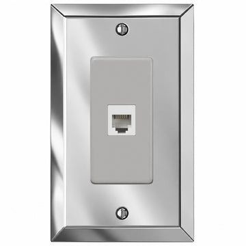 Century Polished Chrome Steel - 1 Phone Jack Wallplate