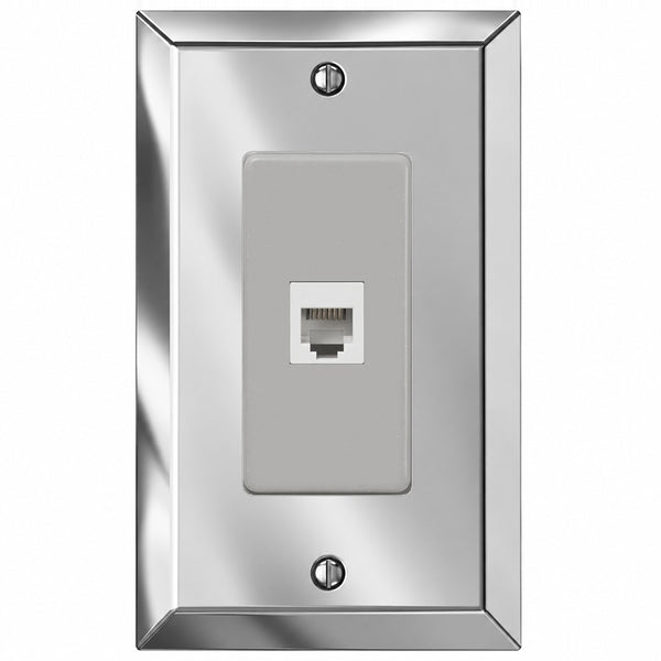 Century Polished Chrome Steel - 1 Phone Jack Wallplate