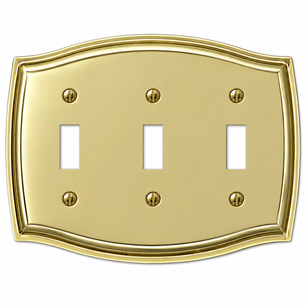 Sonoma Polished Brass Steel - 3 Toggle Wallplate