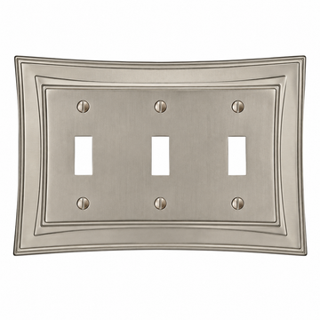 Modern Biba Satin Nickel Cast - 3 Toggle Wallplate