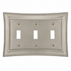 Modern Biba Satin Nickel Cast - 3 Toggle Wallplate