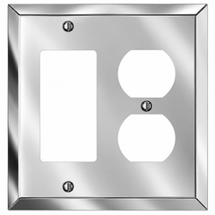 Century Polished Chrome Steel - 1 Rocker / 1 Duplex Wallplate