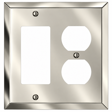 Century Polished Nickel Steel - 1 Rocker / 1 Duplex Wallplate