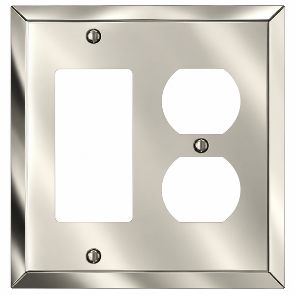 Century Polished Nickel Steel - 1 Rocker / 1 Duplex Wallplate