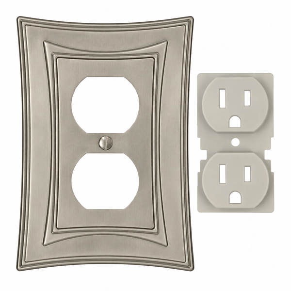 Modern Biba Satin Nickel Cast - 1 Duplex Wallplate