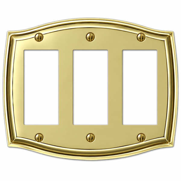 Sonoma Polished Brass Steel - 3 Rocker Wallplate