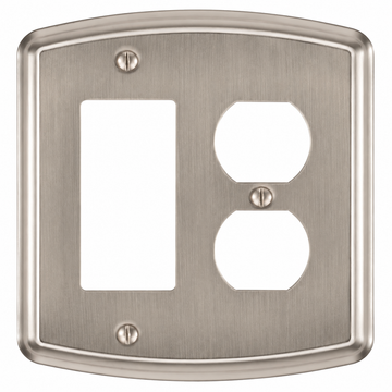 Irvine Brushed Nickel Steel - 1 Rocker/1 Duplex Wallplate