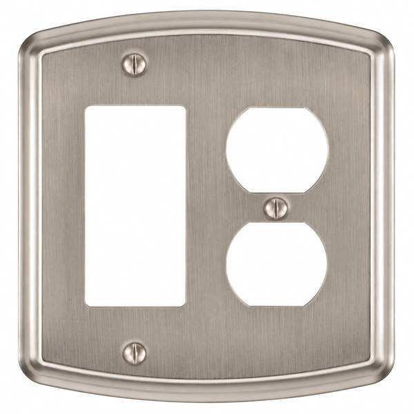 Irvine Brushed Nickel Steel - 1 Rocker/1 Duplex Wallplate