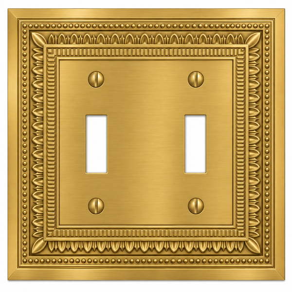 Filigree Border Satin Gold Cast - 2 Toggle Wallplate