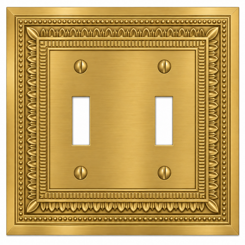 Filigree Border Satin Gold Cast - 2 Toggle Wallplate
