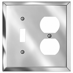 Century Polished Chrome Steel - 1 Toggle / 1 Duplex Wallplate