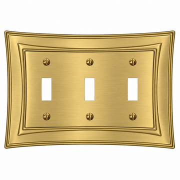 Modern Biba Satin Gold Cast - 3 Toggle Wallplate