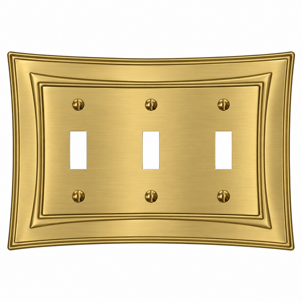 Modern Biba Satin Gold Cast - 3 Toggle Wallplate