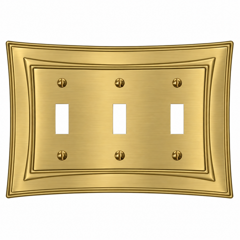 Modern Biba Satin Gold Cast - 3 Toggle Wallplate