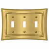 Modern Biba Satin Gold Cast - 3 Toggle Wallplate