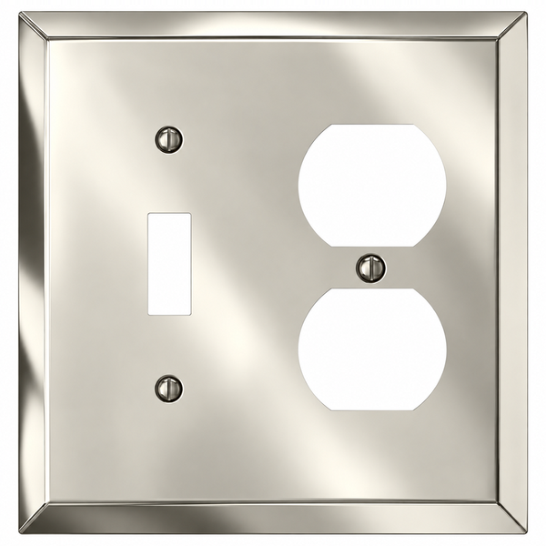 Century Polished Nickel Steel - 1 Toggle / 1 Duplex Wallplate