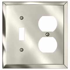 Century Polished Nickel Steel - 1 Toggle / 1 Duplex Wallplate