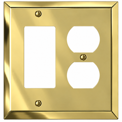 Century Polished Brass Steel - 1 Rocker / 1 Duplex Wallplate