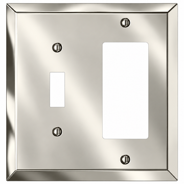 Century Polished Nickel Steel - 1 Toggle / 1 Rocker Wallplate
