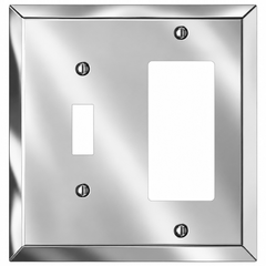 Century Polished Chrome Steel - 1 Toggle / 1 Rocker Wallplate