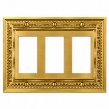 Filigree Border Satin Gold Cast - 3 Rocker Wallplate