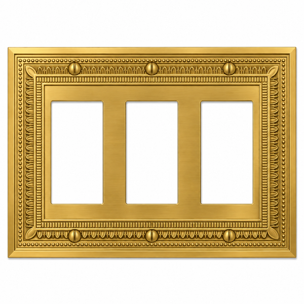 Filigree Border Satin Gold Cast - 3 Rocker Wallplate