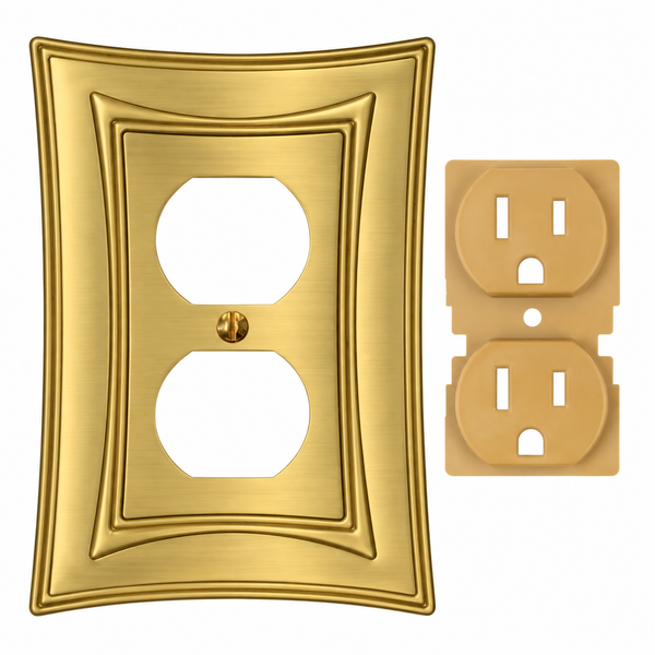 Modern Biba Satin Gold Cast - 1 Duplex Wallplate