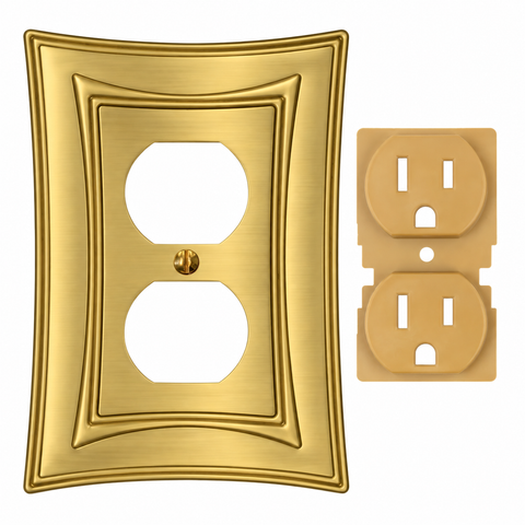 Modern Biba Satin Gold Cast - 1 Duplex Wallplate