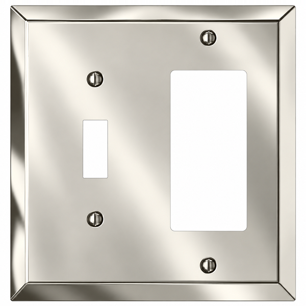 Century Polished Nickel Steel - 1 Toggle / 1 Rocker Wallplate
