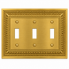 Filigree Border Satin Gold Cast - 3 Toggle Wallplate