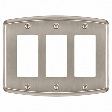 Irvine Brushed Nickel Steel - 3 Rocker Wallplate