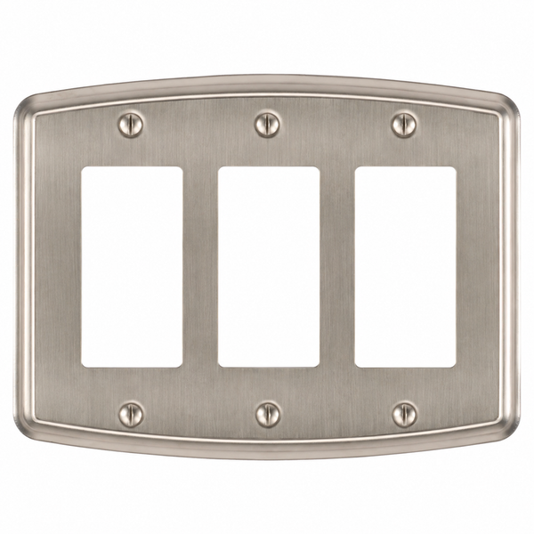 Irvine Brushed Nickel Steel - 3 Rocker Wallplate