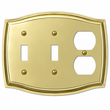 Sonoma Polished Brass Steel - 2 Toggle / 1 Duplex Wallplate
